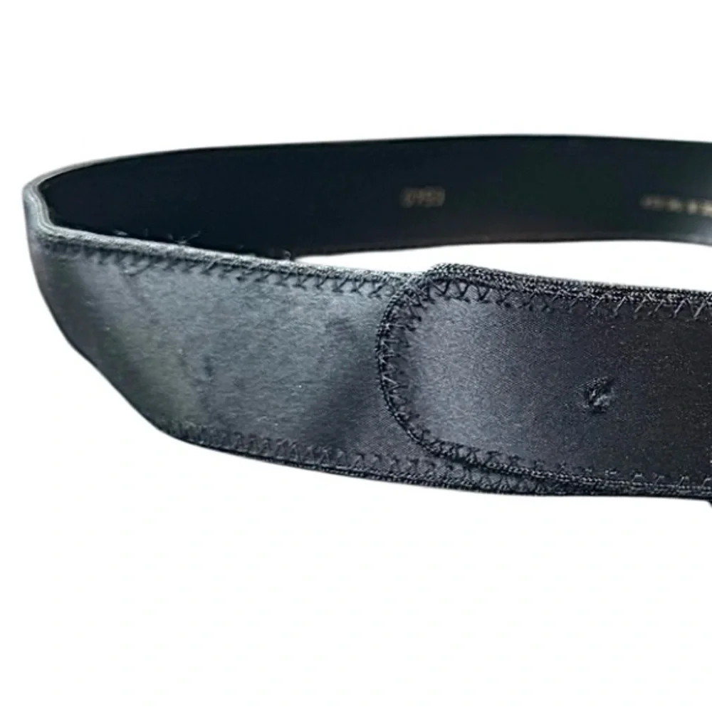 4/$24 Black Satin with Silver Embellished‎ Rhinestone Buckle Belt